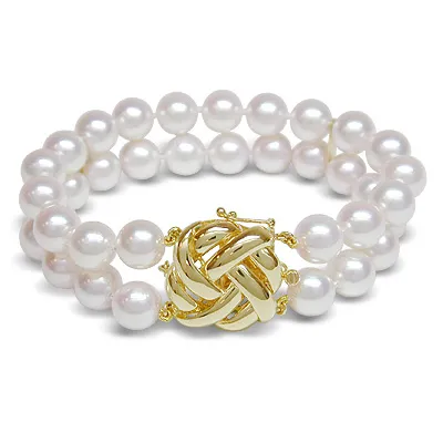 6x6.5mm AA Double Strand Japanese Akoya Cultured Pearl Bracelet