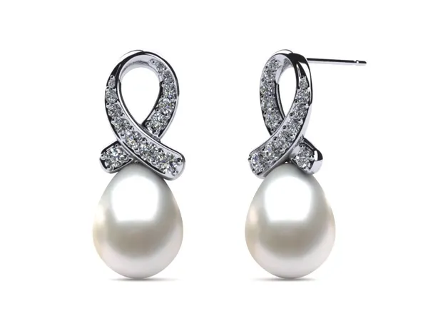 South Sea Pearl Pink Ribbon Earring