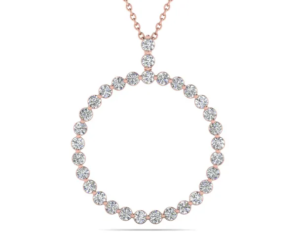 Single Prong Circle Diamond Pendant