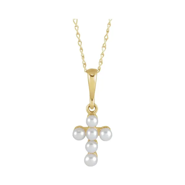 Seed Pearl Youth Cross Necklace