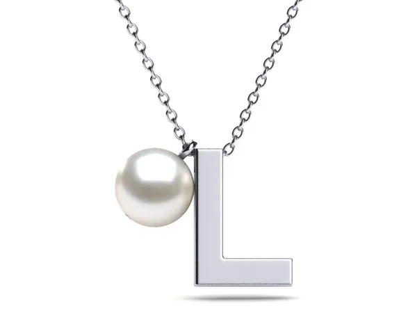 Initial Pearl Necklace Letter L