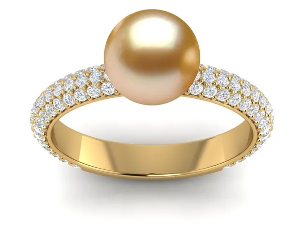 Golden Pearl Pave Ring