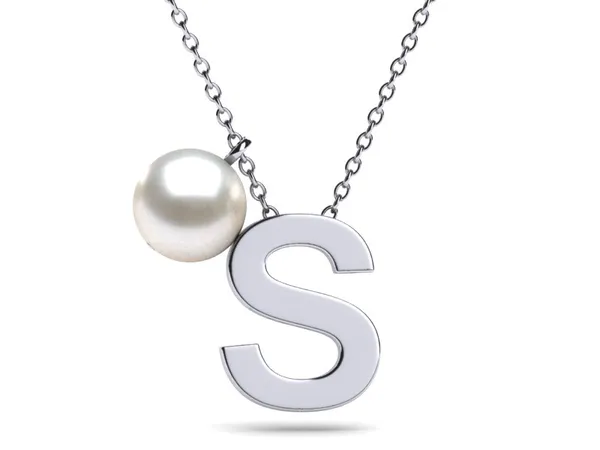 Initial Pearl Necklace Letter S