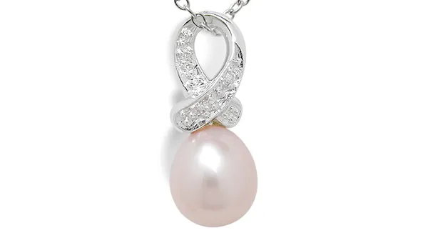 Pink Ribbon a Freshwater Pearl Pendant