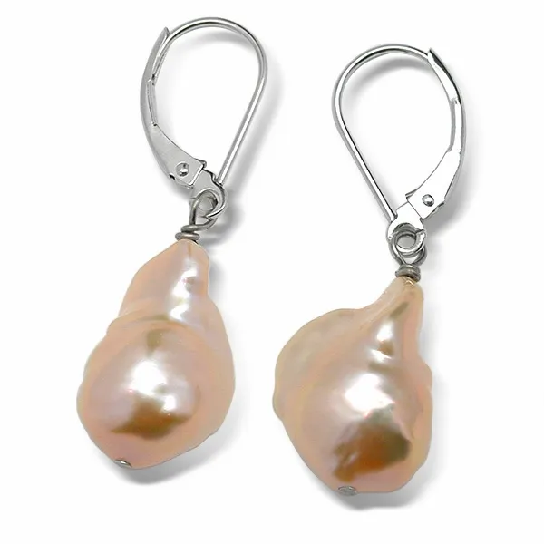 11 x 12mm Pink Freshwater Pearl Dangle Earrings