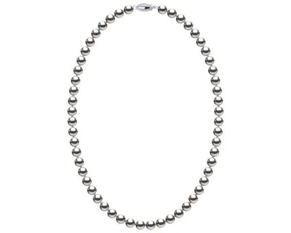 6.5-7.0 mm AAA Grey Freshwater Pearl Necklace With Sterling Silver Clasp