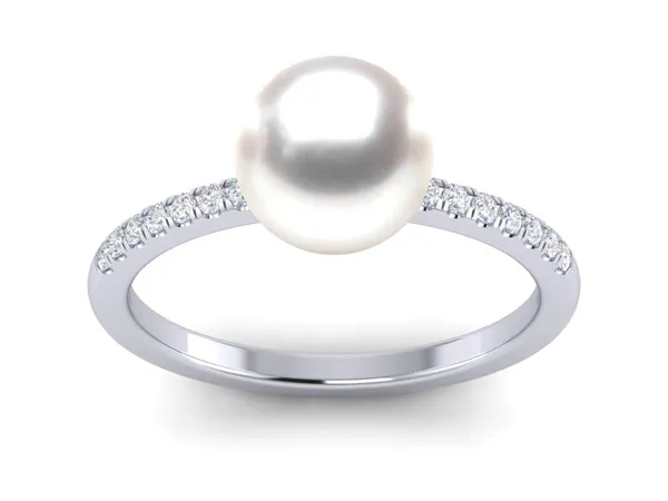 South Sea White Pearl Micro Pave Ring