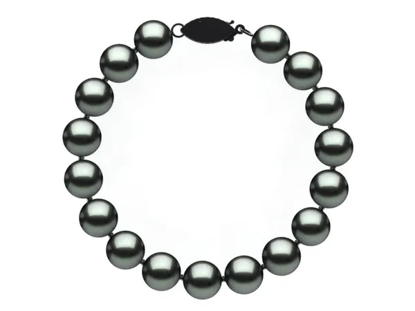 8.5 x 9mm Black Light Green Freshwater Pearl Bracelet