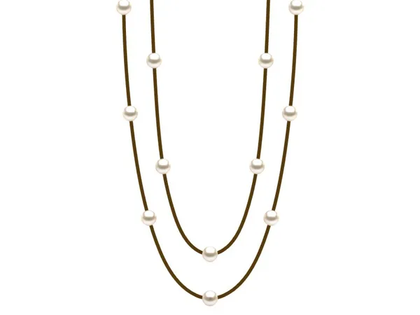 Pearl Leather Multicolor Lariat Light Golden Pearls