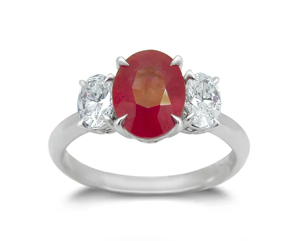 Platinum Ruby Ring w/0.72Ct. Diamonds