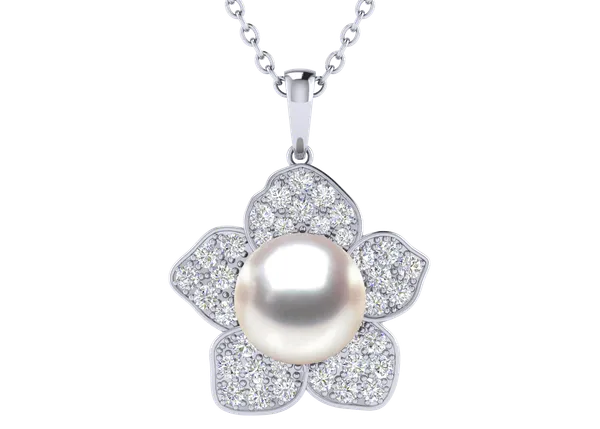 Daffodil a White South Sea Cultured Pearl Pendant