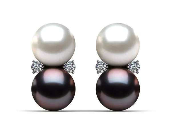 Tahitian Pearl Twin Pearl and Diamond Earring