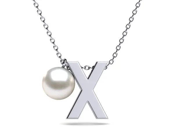 Initial Pearl Necklace Letter X