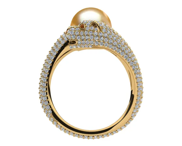 Golden Pearl Lioness Bypass Ring