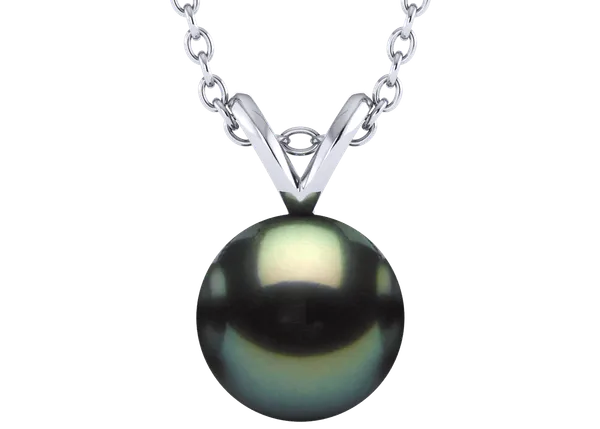 Single V Black Tahitian Cultured Pearl Pendant