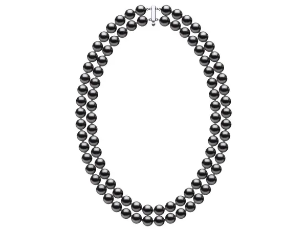 8 x 9mm Black Freshwater Double Strand Pearl Choker