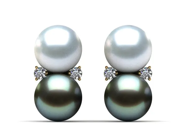 South Sea Pearl Twin Pearl & Diamond Earring