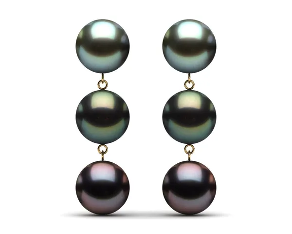 Tahitian Pearl Earring 10mm Triple Dangle