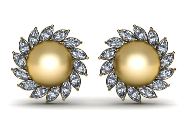 Golden Marquise Pearl Earring