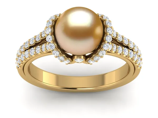 Golden South Sea Pearl Diamond Ribbon Ring