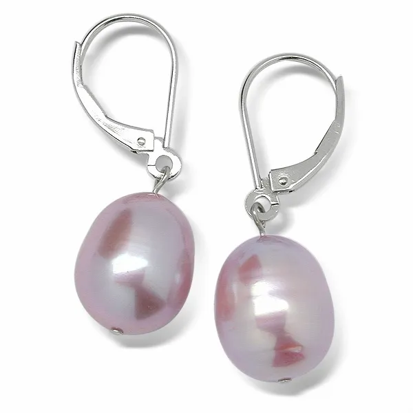 10 x 11mm Lavender Drop Freshwater Pearl Dangle Earrings