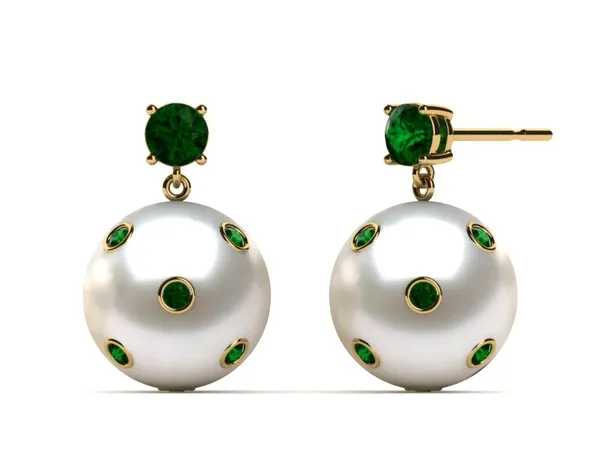 Starry Night South Sea Pearl & Emerald Earring