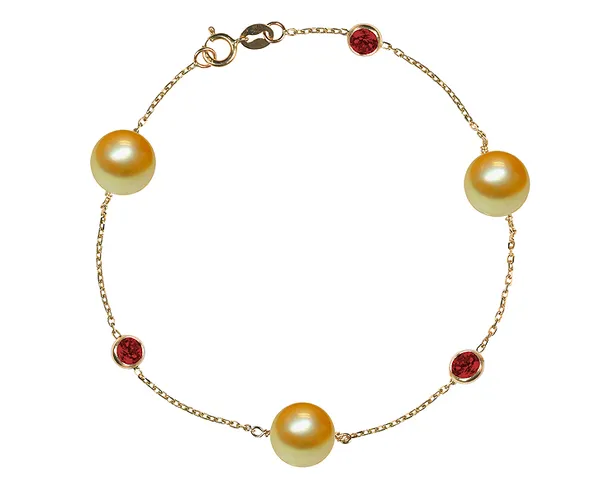 Golden Pearl and Ruby Bracelet