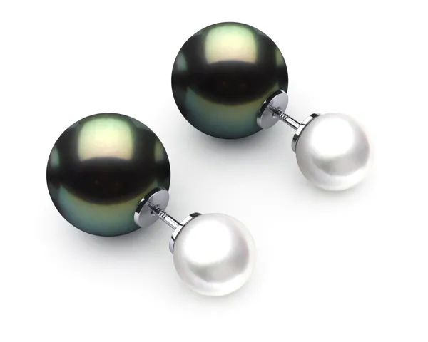 Tahitian Pearl Black & White Duplex Earring