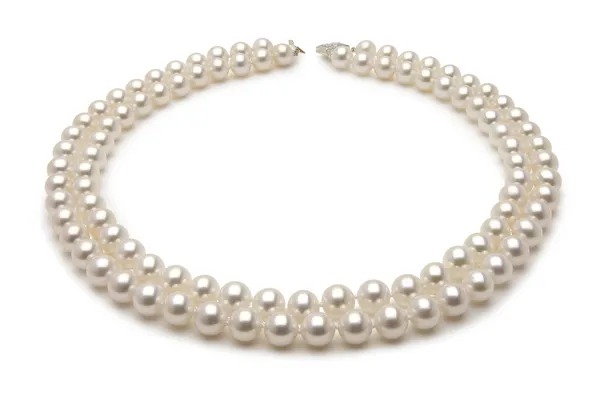8.5 x 9.0mm Double Strand White Freshwater Pearl Necklace