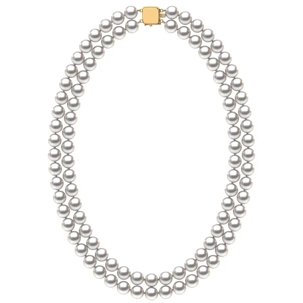 8.0 x 8.5mm Double-Strand White Akoya Pearl Necklace