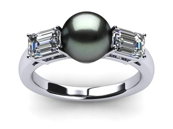 Tahitian Pearl Emerald Cut Ring
