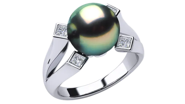 Diva a Black Tahitian Cultured Pearl Ring