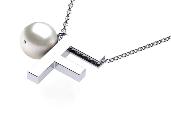 Initial Pearl Necklace Letter F