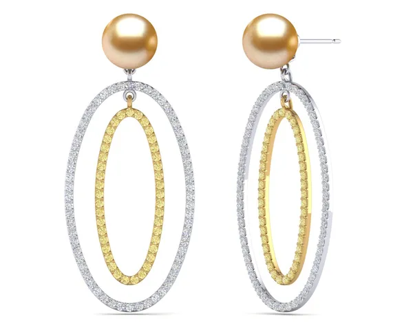Golden South Sea Oval Double Hoop Earring
