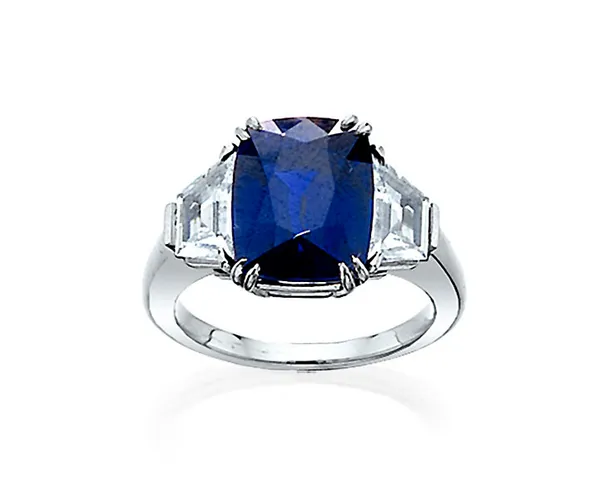 Sapphire and Diamond Platinum Ring