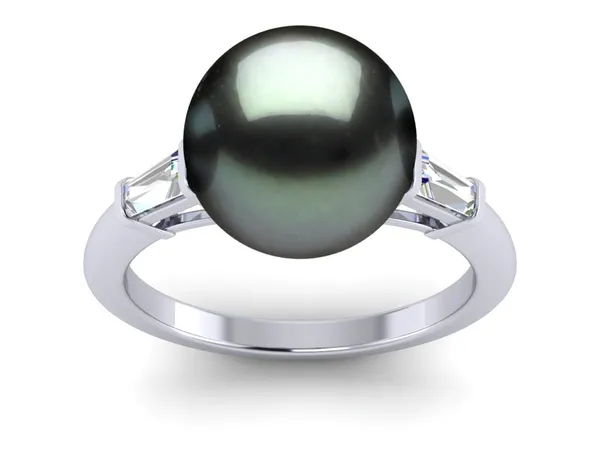 Tahitian Pearl Ring Baguette