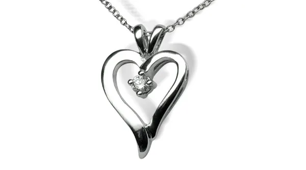 Single Diamond Heart Pendant