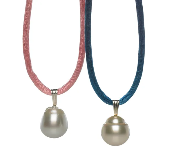 Pearl Silk Cord Necklaces with White South Sea Pearls