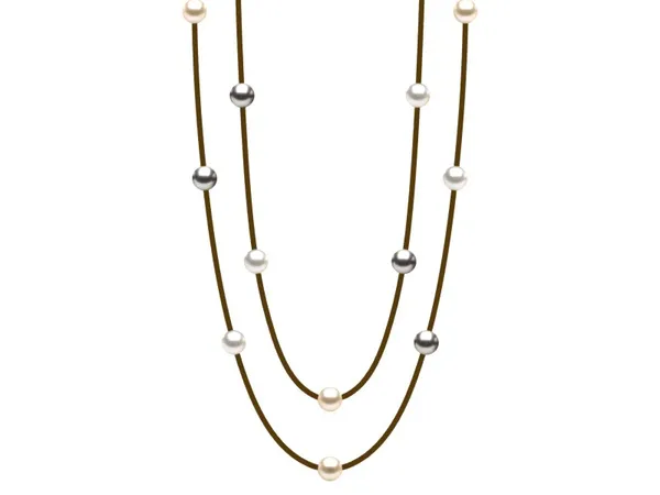 Pearl Leather Multicolor Lariat 55 Inches Whtie Light Golden Grey