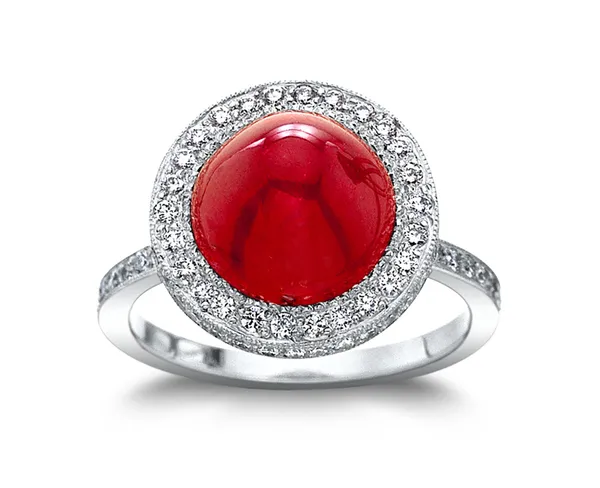 Ruby w/0.84 cttw. Diamond Platinum Ring