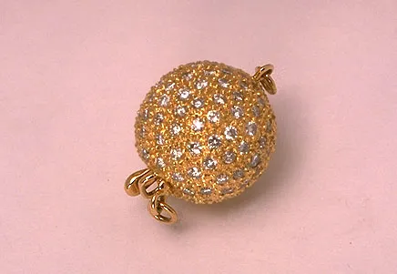 Diamond Ball Clasp (9mm) Yellow Gold