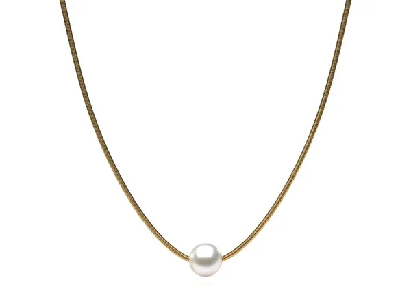 Japanese Akoya Pearl Pendant Snake Chain 16inch 9mm