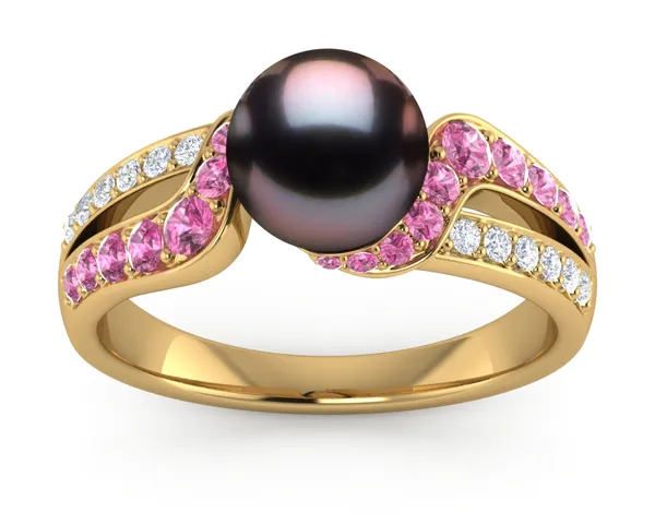 Tahitian Pearl & Pink Sapphire Bluefin Ring