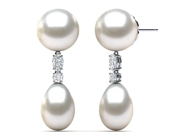 South Sea Pearl Earring Round Oval Diamond Drop