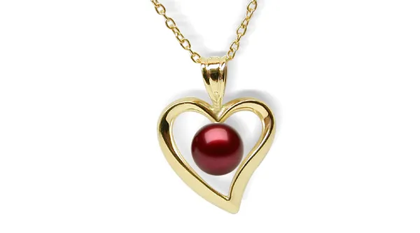 Cranberry 14K Heart Pearl Pendant