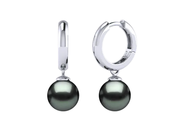 14K White Gold and 8mm Pearl Hoop Earring