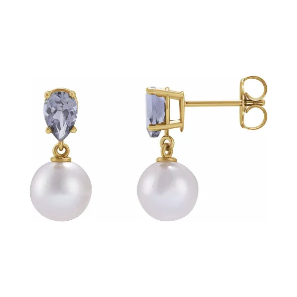 Akoya Pearl & Tanzanite Drop Earrings