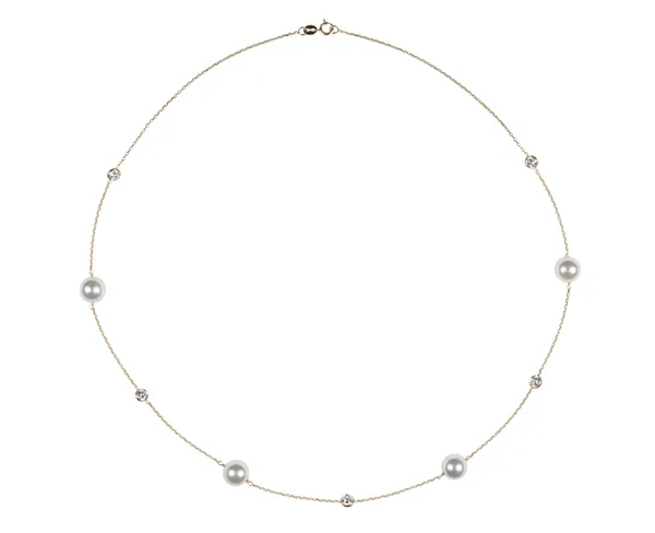 Japanese Akoya Pearl Tin Cup Necklace