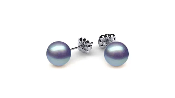5mm Round Mystic Blue Akoya Earring in 14K White Gold
