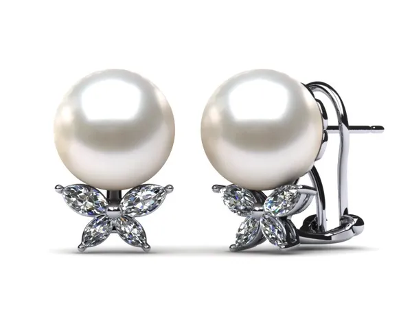 South Sea Pearl & Diamond X Earring .42 carats t.d.w.